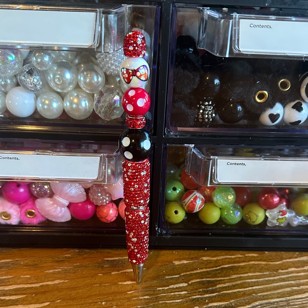 Red and Black Beaded Pen